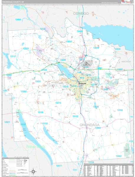 Onondaga County, NY Carrier Route Wall Map