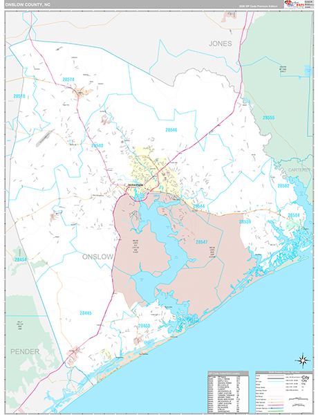Onslow County, NC Wall Map
