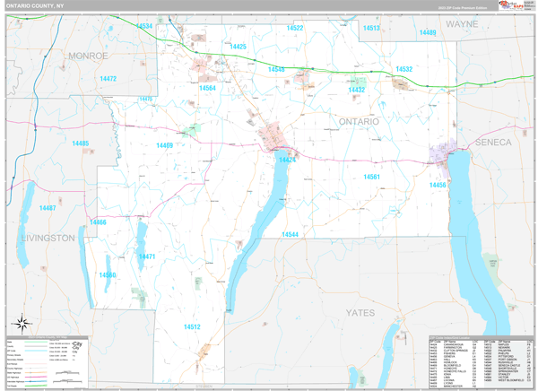 Ontario County Wall Map Premium Style