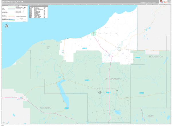 Ontonagon County, MI Wall Map