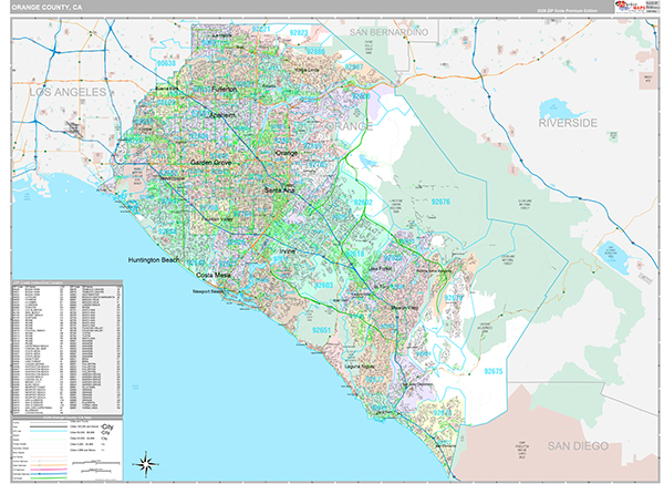 Orange County, CA Map Premium Style
