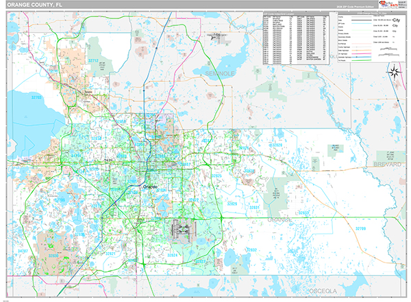 Orange County, FL Wall Map