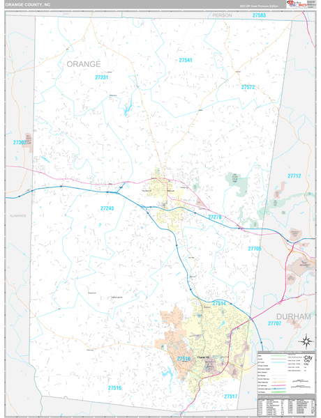 Orange County, NC Wall Map