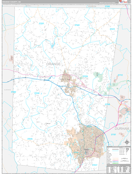 Orange County, NC Wall Map