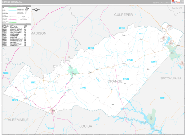 Orange County, VA Carrier Route Wall Map