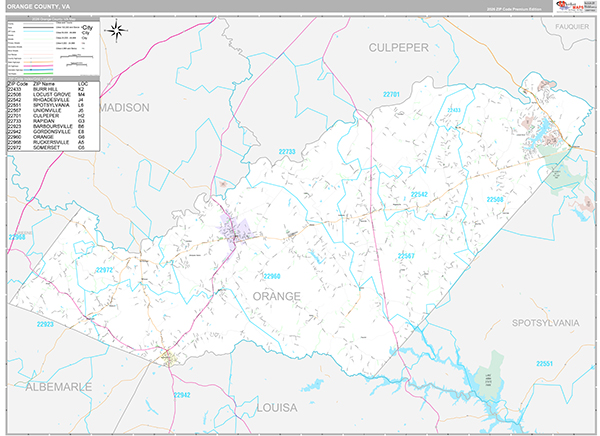 Orange County, VA Wall Map