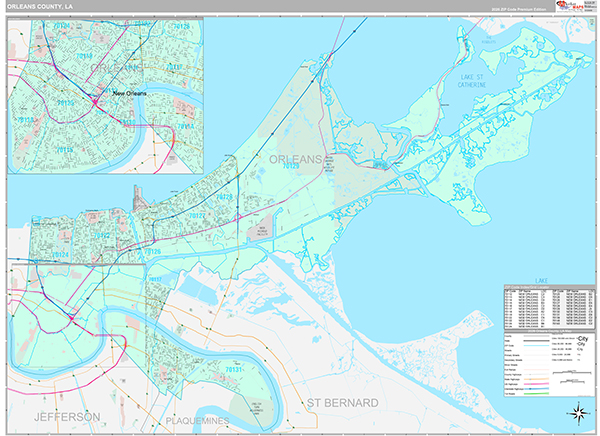 Orleans County, LA Wall Map