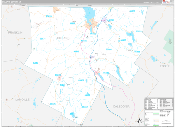 Orleans County, VT Zip Code Map