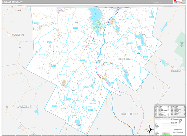 Orleans County, VT Wall Map