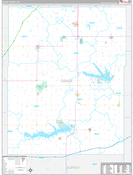 Osage County, KS Wall Map