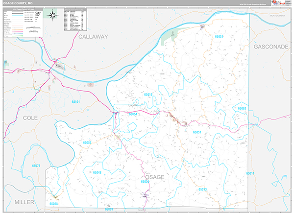 Osage County, MO Zip Code Map