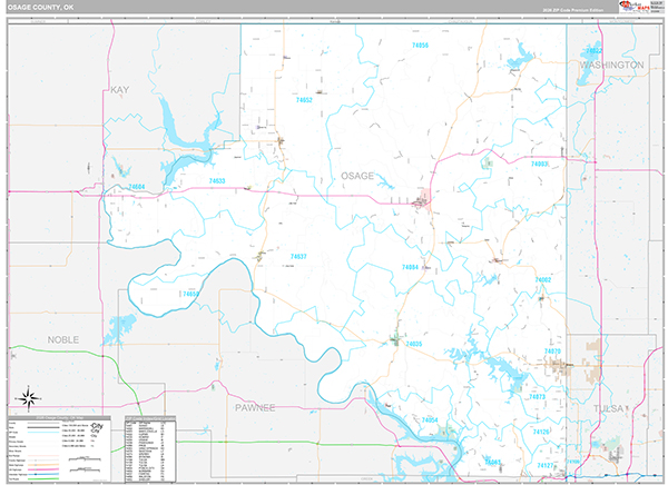 Osage County, OK Wall Map