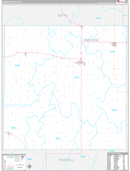 Osborne County, KS Wall Map