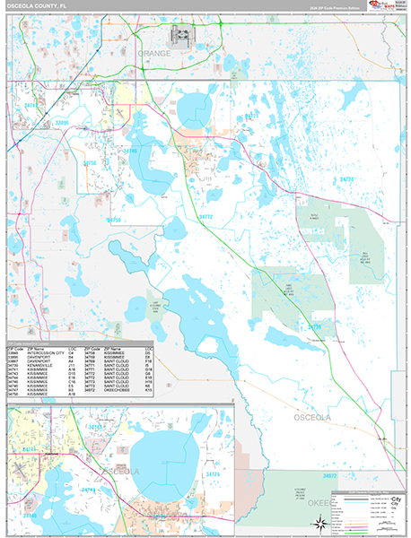 Osceola County, FL Wall Map