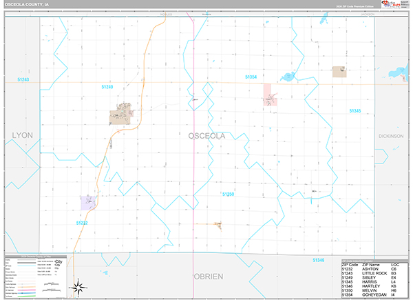 Osceola County, IA Wall Map