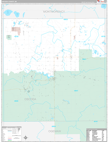 Oscoda County, MI Zip Code Map