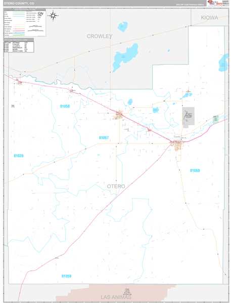 Otero County, CO Carrier Route Wall Map