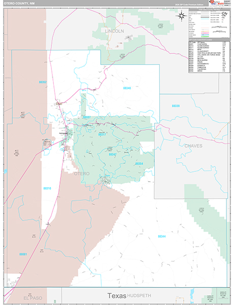 Otero County, NM Wall Map