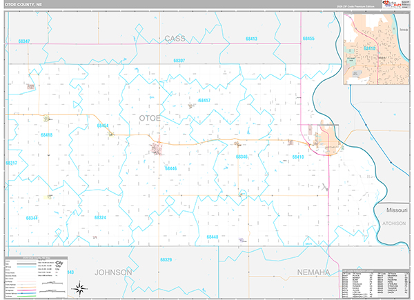 Otoe County, NE Carrier Route Wall Map