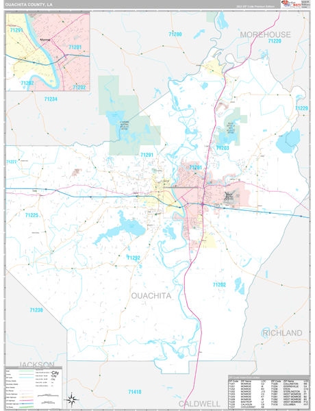 Ouachita Parish (County), LA Wall Map