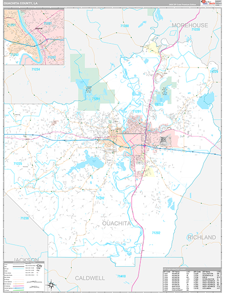 Ouachita County, LA Wall Map