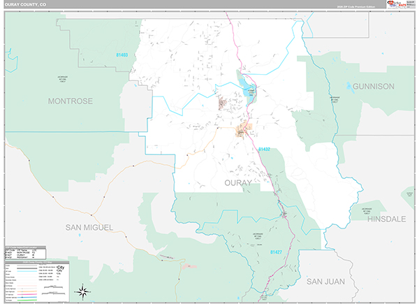 Ouray County, CO Zip Code Map