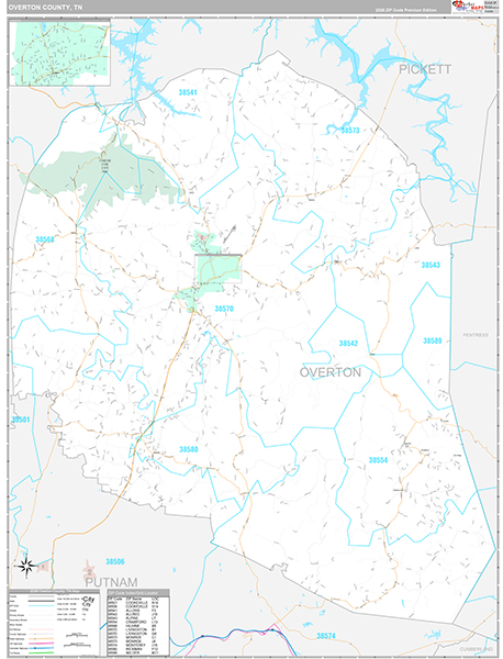 Overton County, TN Zip Code Map