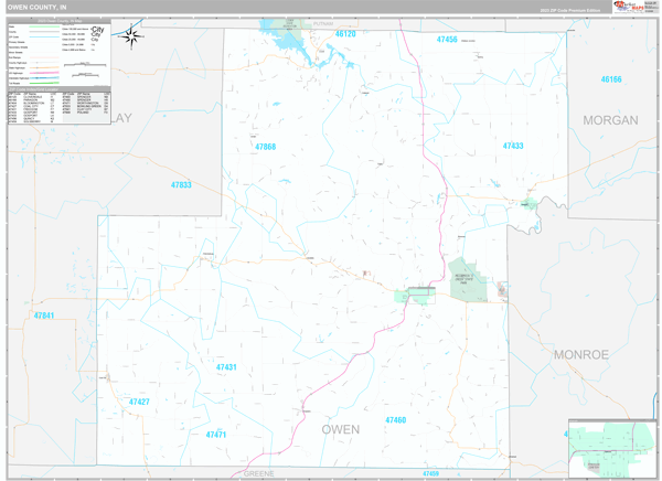 Owen County, IN Zip Code Map