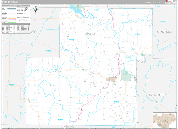 Owen County, IN Zip Code Map