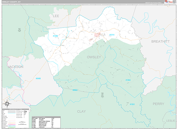 Owsley County, KY Zip Code Map