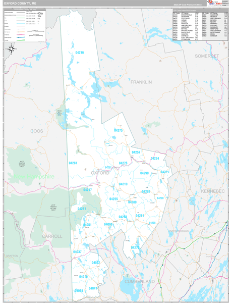 Oxford County, ME Zip Code Map