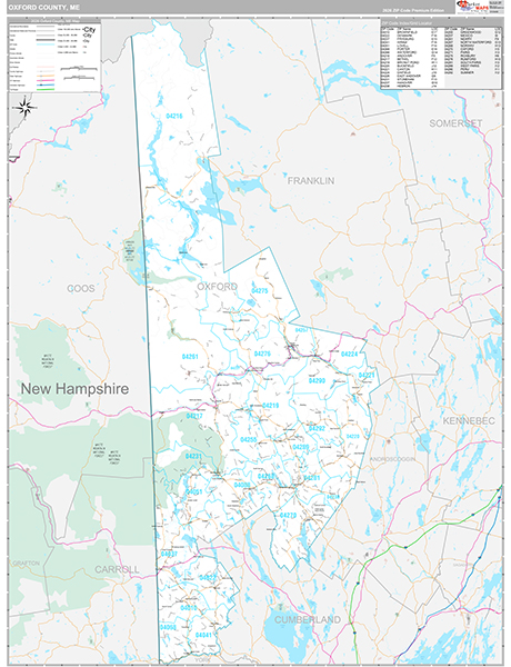 Oxford County, ME Wall Map Premium Style
