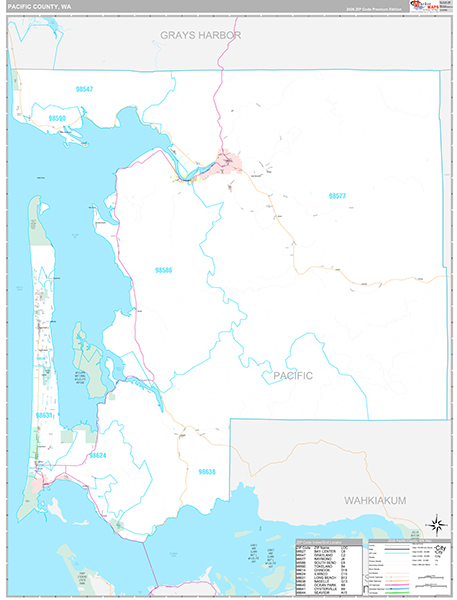 Pacific County, WA Zip Code Map