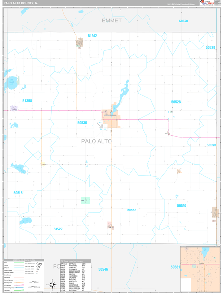 Palo Alto County, IA Wall Map Premium Style by MarketMAPS