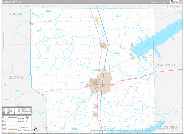 Panola County, MS Zip Code Map
