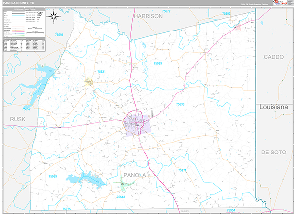 Panola County, TX Zip Code Map