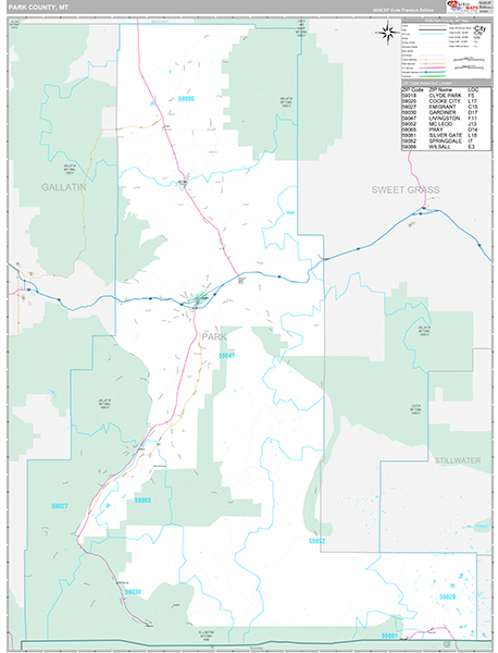 Park County, MT Wall Map
