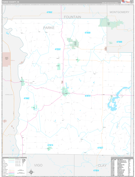Parke County, IN Carrier Route Wall Map
