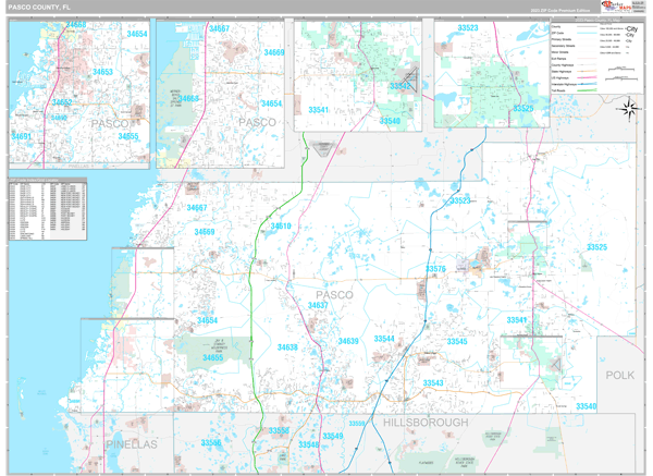 Pasco County, FL Zip Code Map