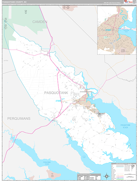 Pasquotank County, NC Wall Map