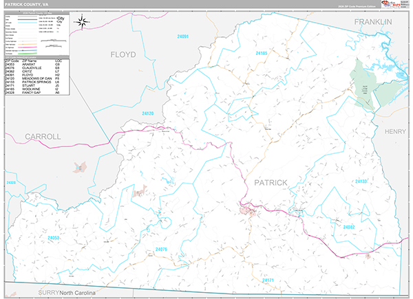 Patrick County, VA Wall Map