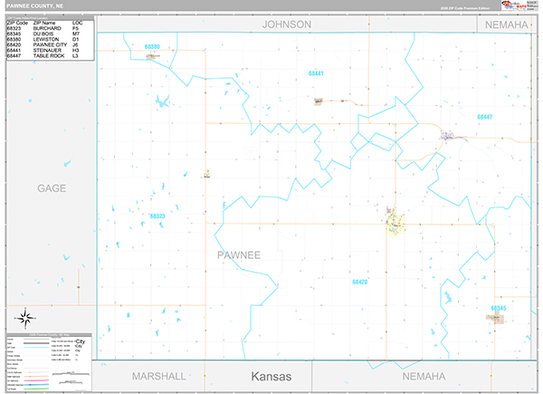 Pawnee County, NE Zip Code Map