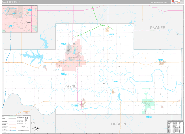 Payne County Wall Map Premium Style