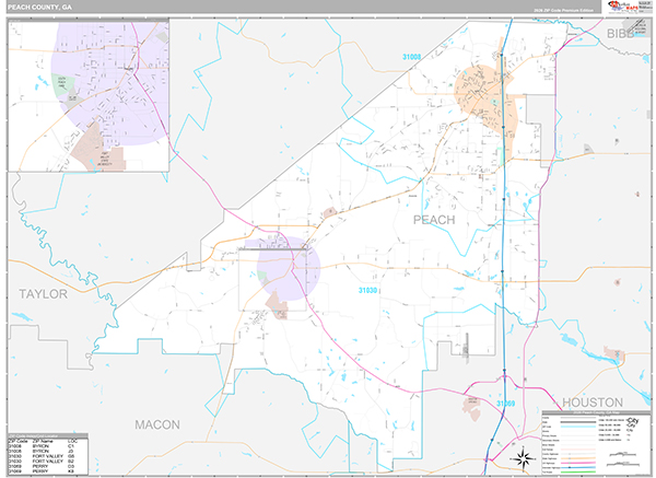 Peach County, GA Wall Map