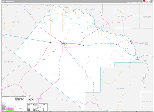 Pecos County, TX Zip Code Map