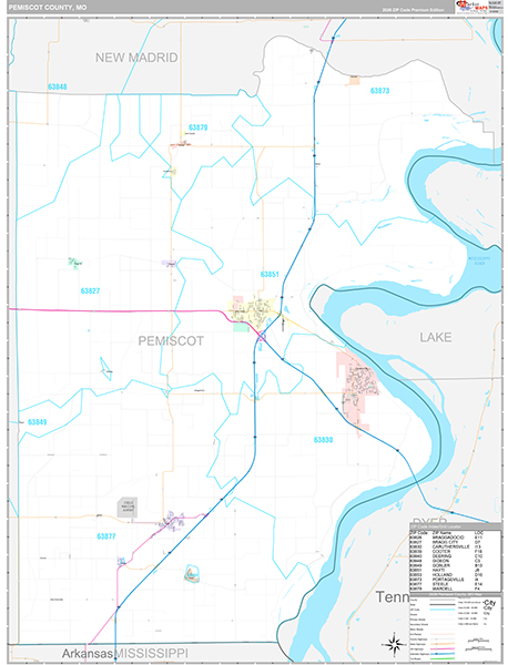 Pemiscot County, MO Zip Code Map