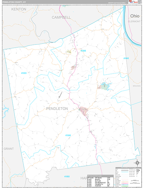 Pendleton County, KY Wall Map