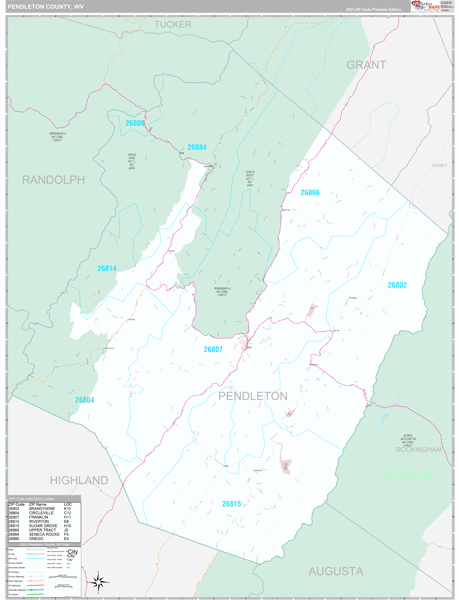 Pendleton County, WV Zip Code Map