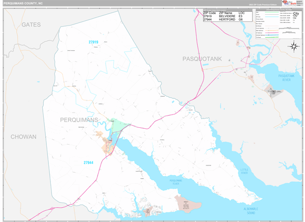 Perquimans County, NC Carrier Route Wall Map