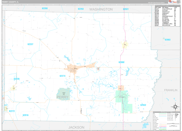 Perry County IL Wall Map Premium Style by MarketMAPS MapSales